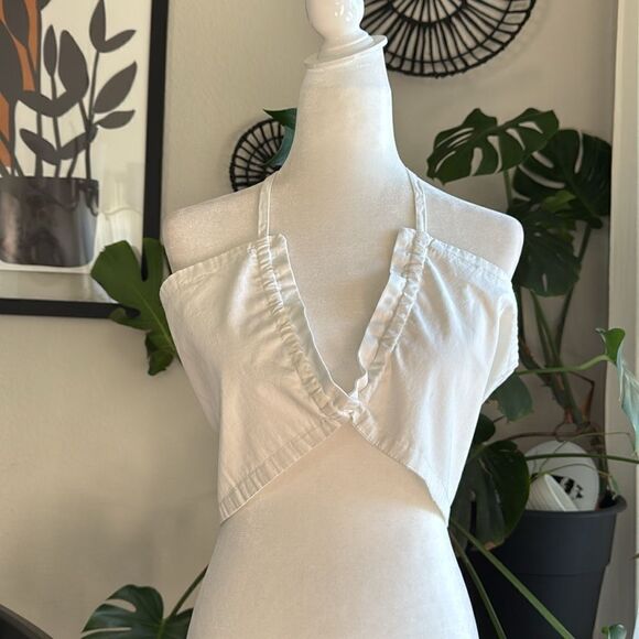 NWOT Free People Cropped Convertible Bandeau White Cotton Feminine L Top Chic - Picture 7 of 12